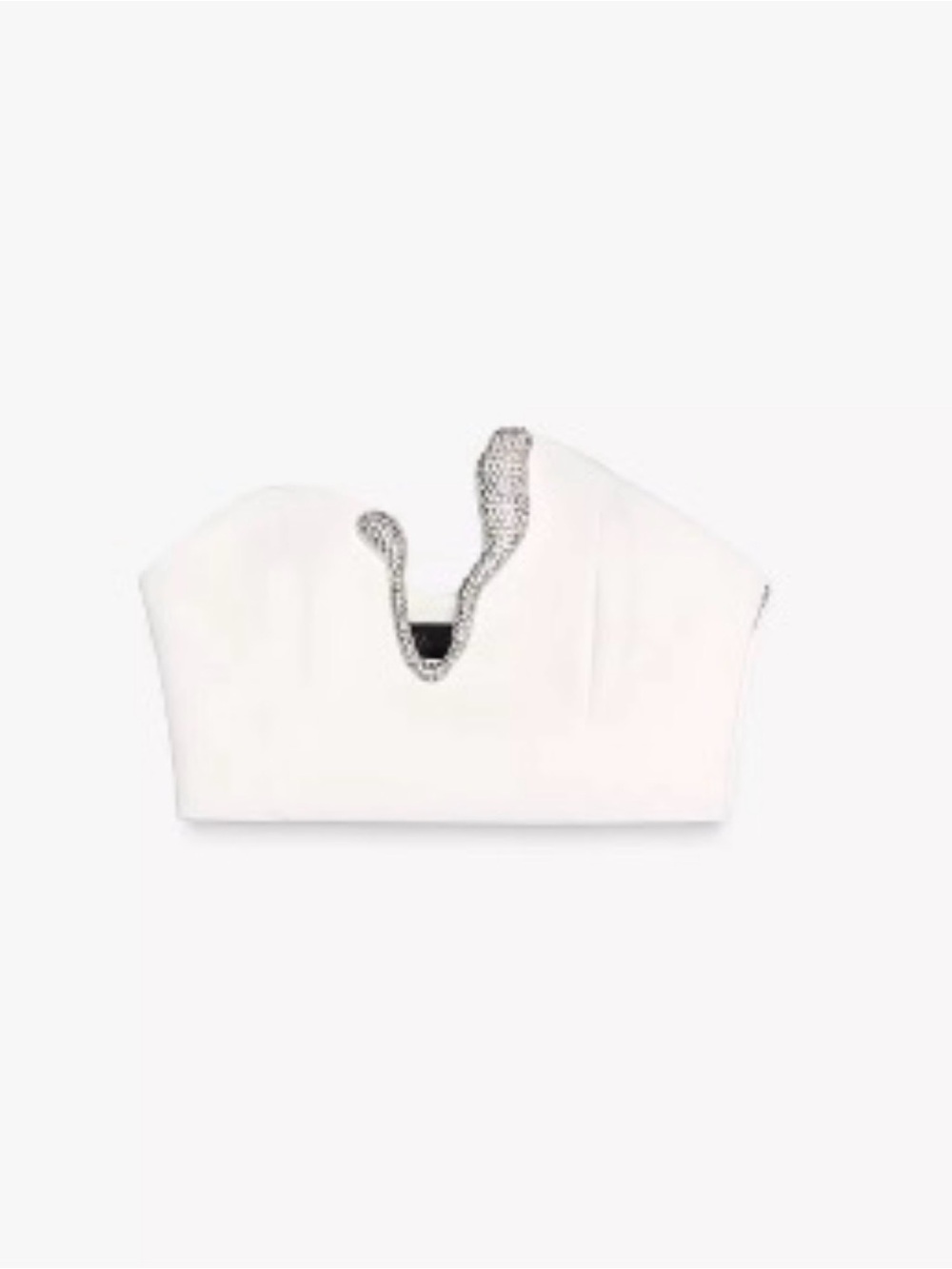 Zara White Crop Top with Rhinestone Trim